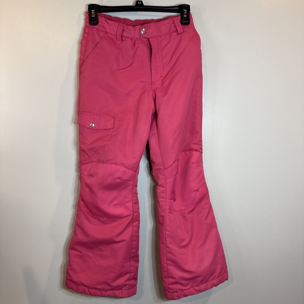 Faded Glory Girls Snow Pants L 10-12 Pink Ski Winter Reinforced Knees Utility